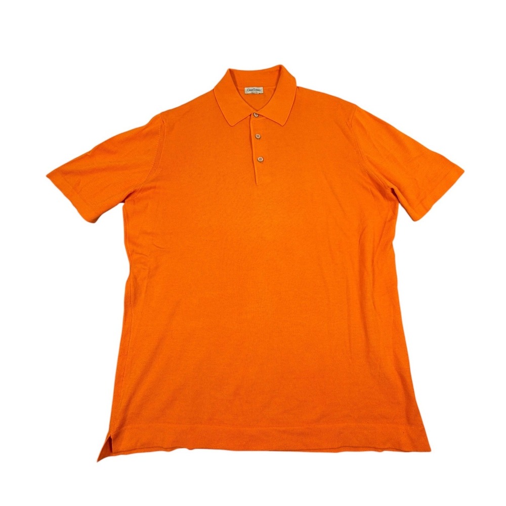 Gran Sasso Mens Polo Shirt Short Sleeve Knit Cotton Orange IT 50 US 42R